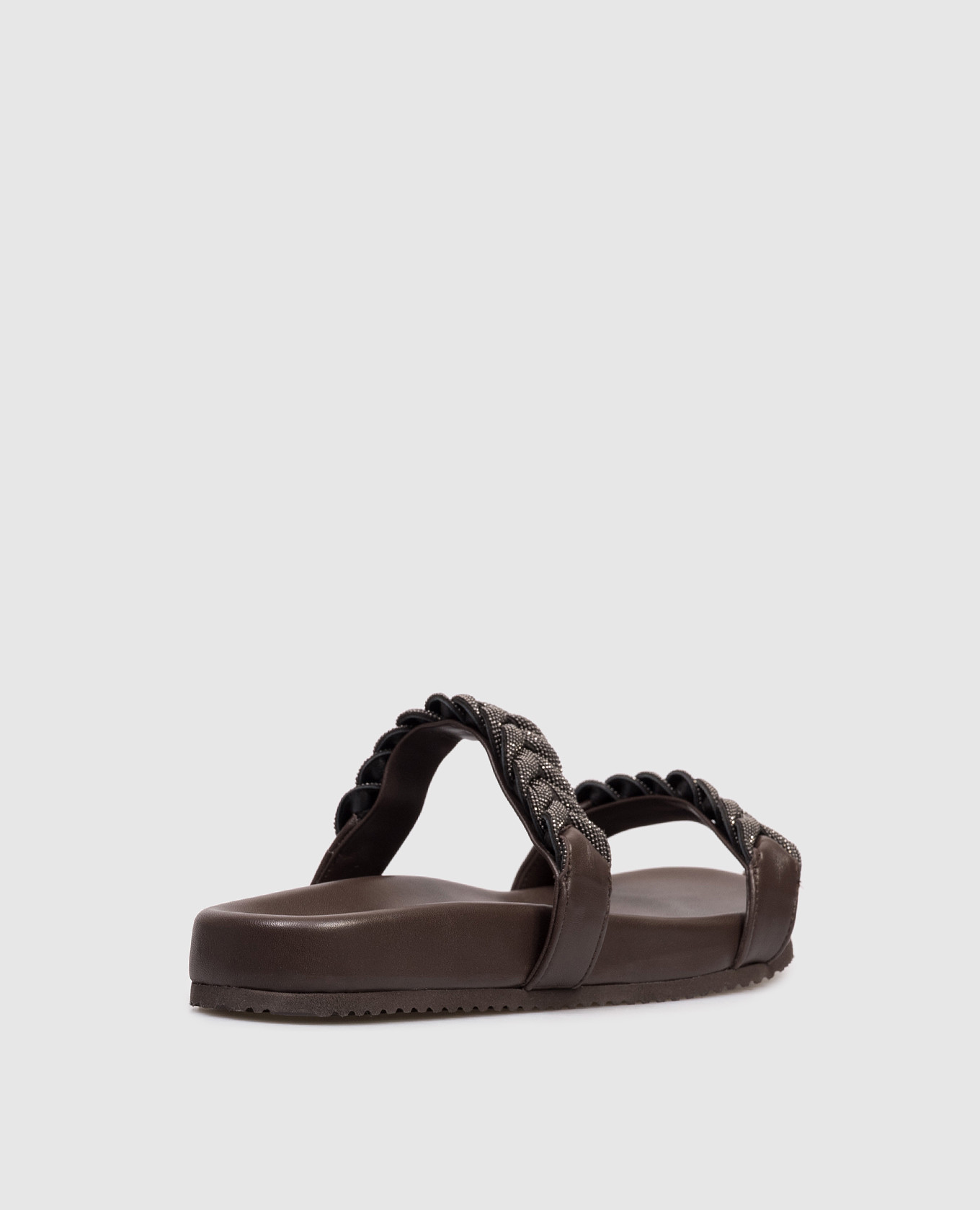

Brown leather flip-flops with a monil chain Brunello Cucinelli