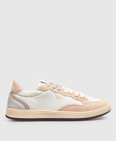 Leather sneakers with logo print