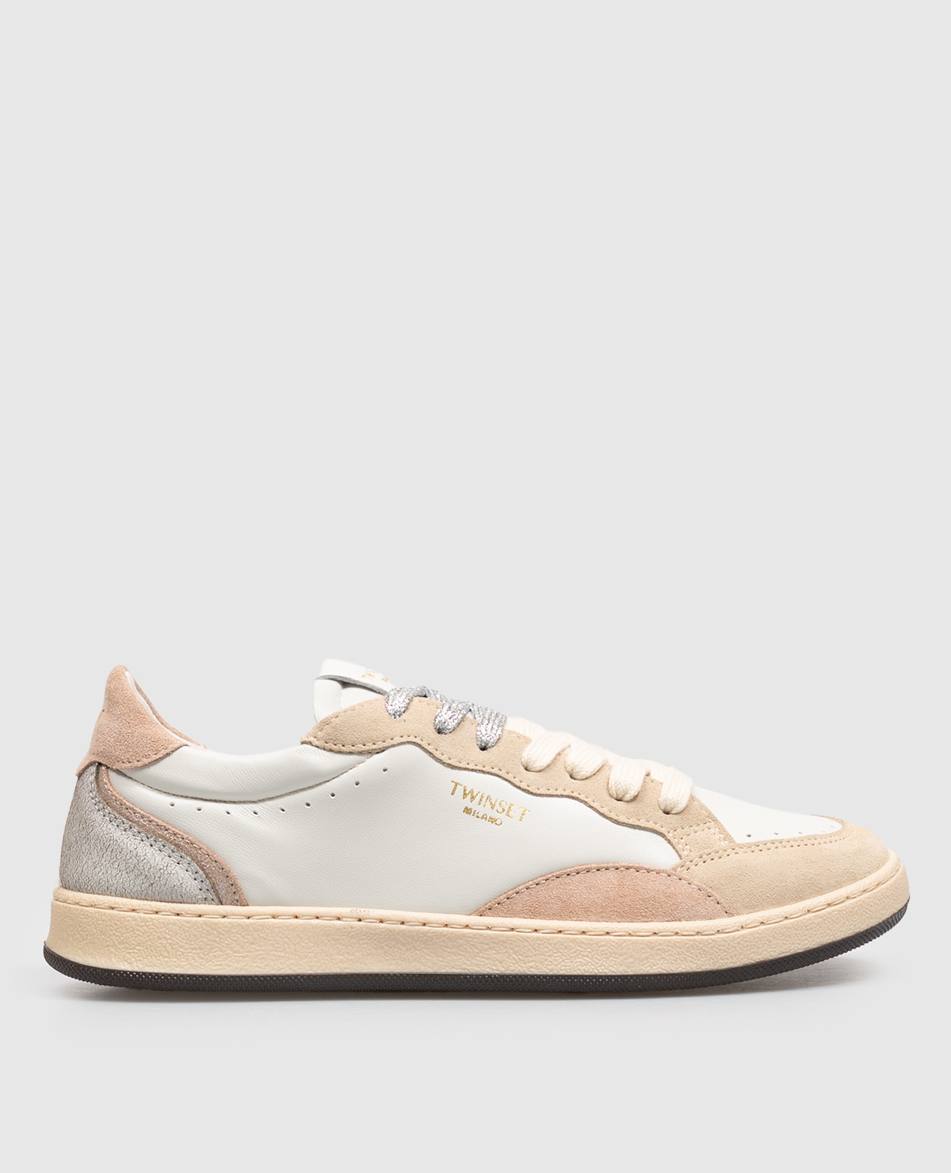 Leather sneakers with logo print