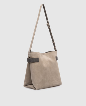 Brunello Cucinelli Grey suede Essence bag MBDLD2743