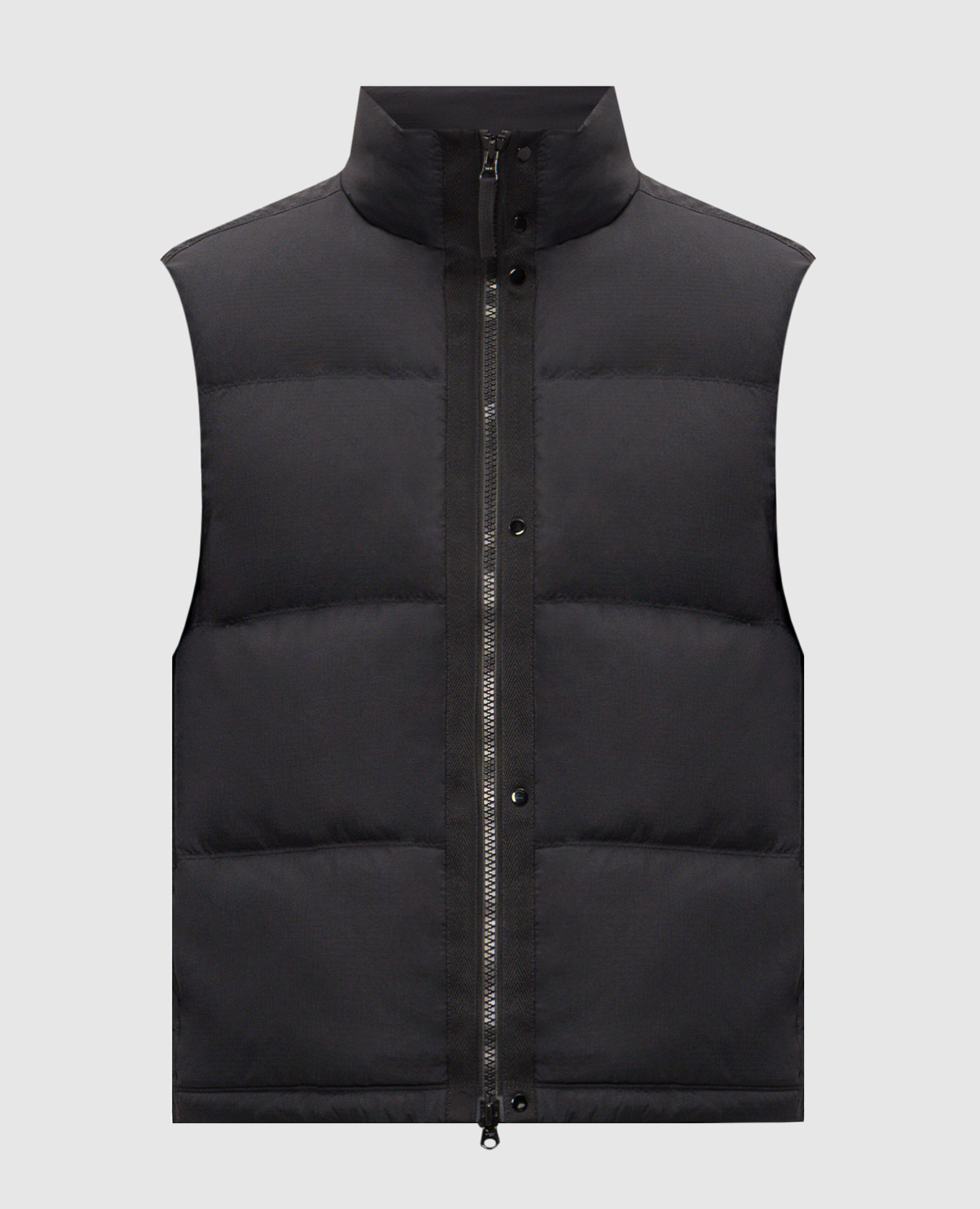 Black down vest with logo patch