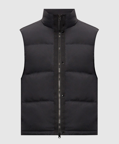 Black down vest with logo patch