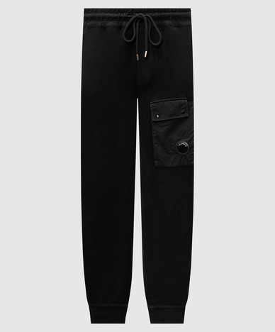 Black cargo joggers with logo patch
