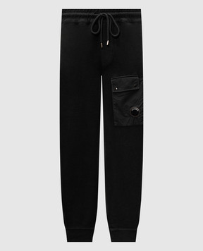 C.P. Company Black cargo joggers with logo patch MSP191A006614G