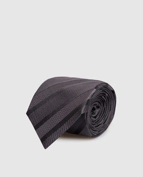 Brunello Cucinelli Gray striped silk tie MR8460018P