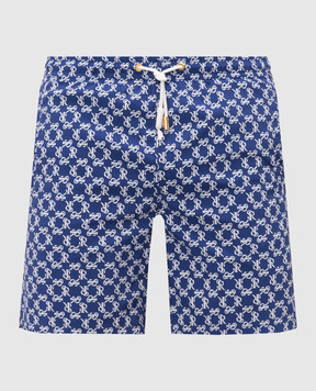 Stefano Ricci Blue swim shorts with monogram logo print M6B6200050B65404
