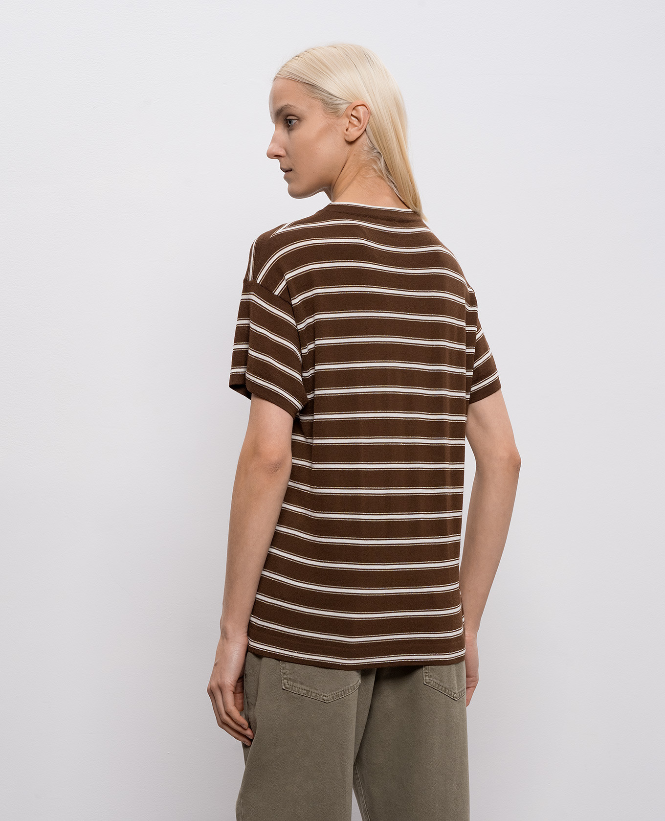 Brown striped wool and cashmere T-shirt Brunello Cucinelli 4