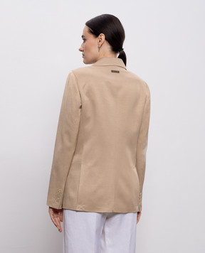 Peserico Beige double-breasted jacket with linen A01214D01926