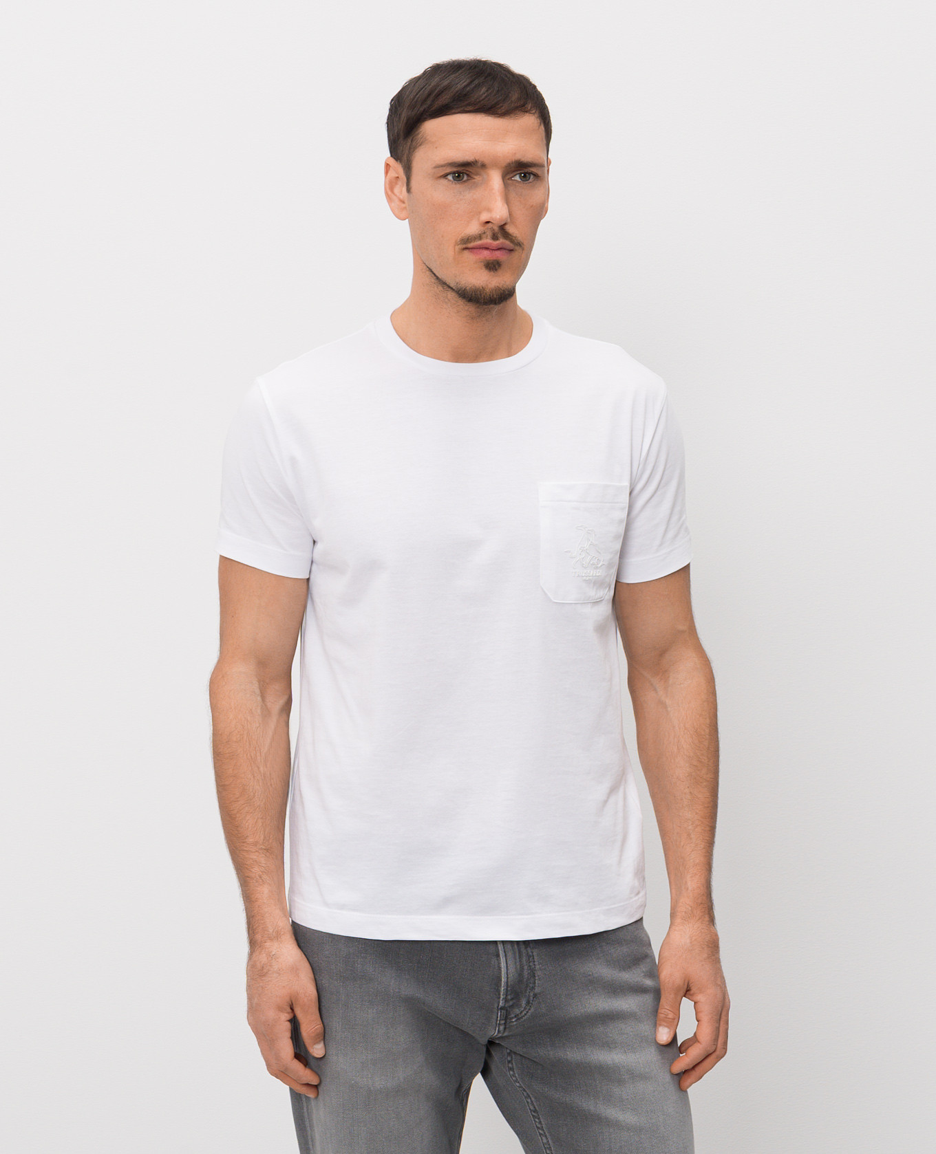 

White T-shirt with textured logo print Trussardi