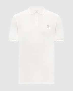 Brunello Cucinelli Ivory polo shirt with embroidered emblem ME8548788