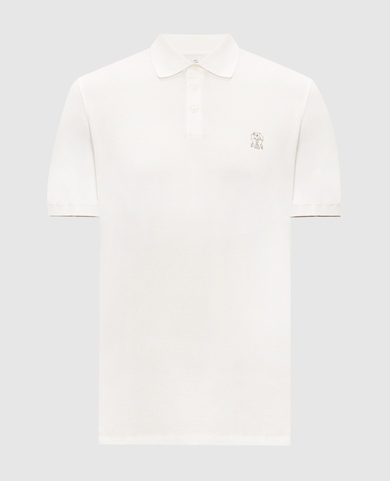 Ivory polo shirt with embroidered emblem