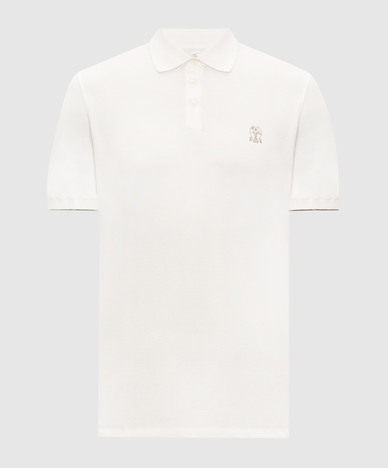 Ivory polo shirt with embroidered emblem