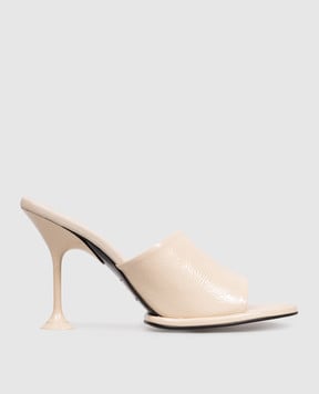 Sergio Rossi Orb beige patent leather mules B13590MMVV37