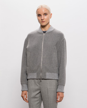 Peserico Grey wool and cashmere bomber jacket A21084EB3197
