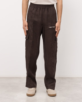 Palm Angels Brown linen cargo pants PMCF03CS26FAB001