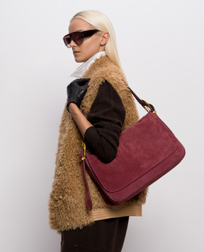 Twinset Liliane burgundy suede bag 262TD8240