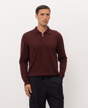 Kiton Burgundy wool polo shirt UMK0493