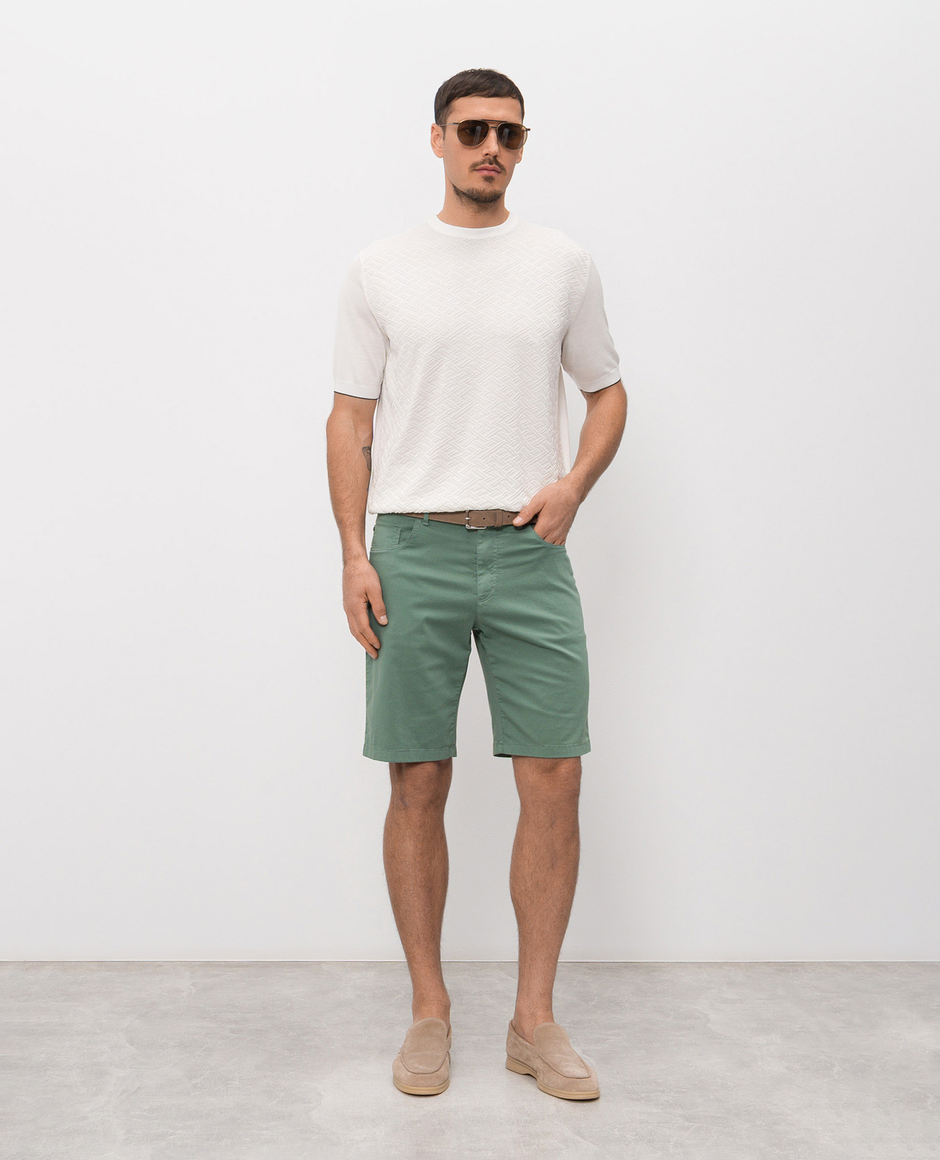 

Green shorts with embroidered monogram logo Stefano Ricci