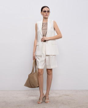 Peserico White vest with monil chain A0303203183