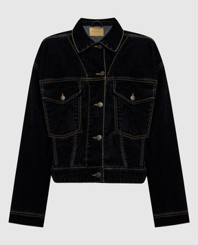 Momoni Black flocked denim jacket 252MMOJA027252MO12