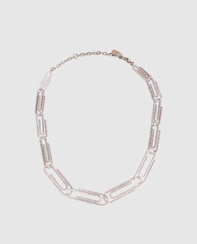 Off-White Silver Paperclip Necklace with Crystals OWOB148S26MET001