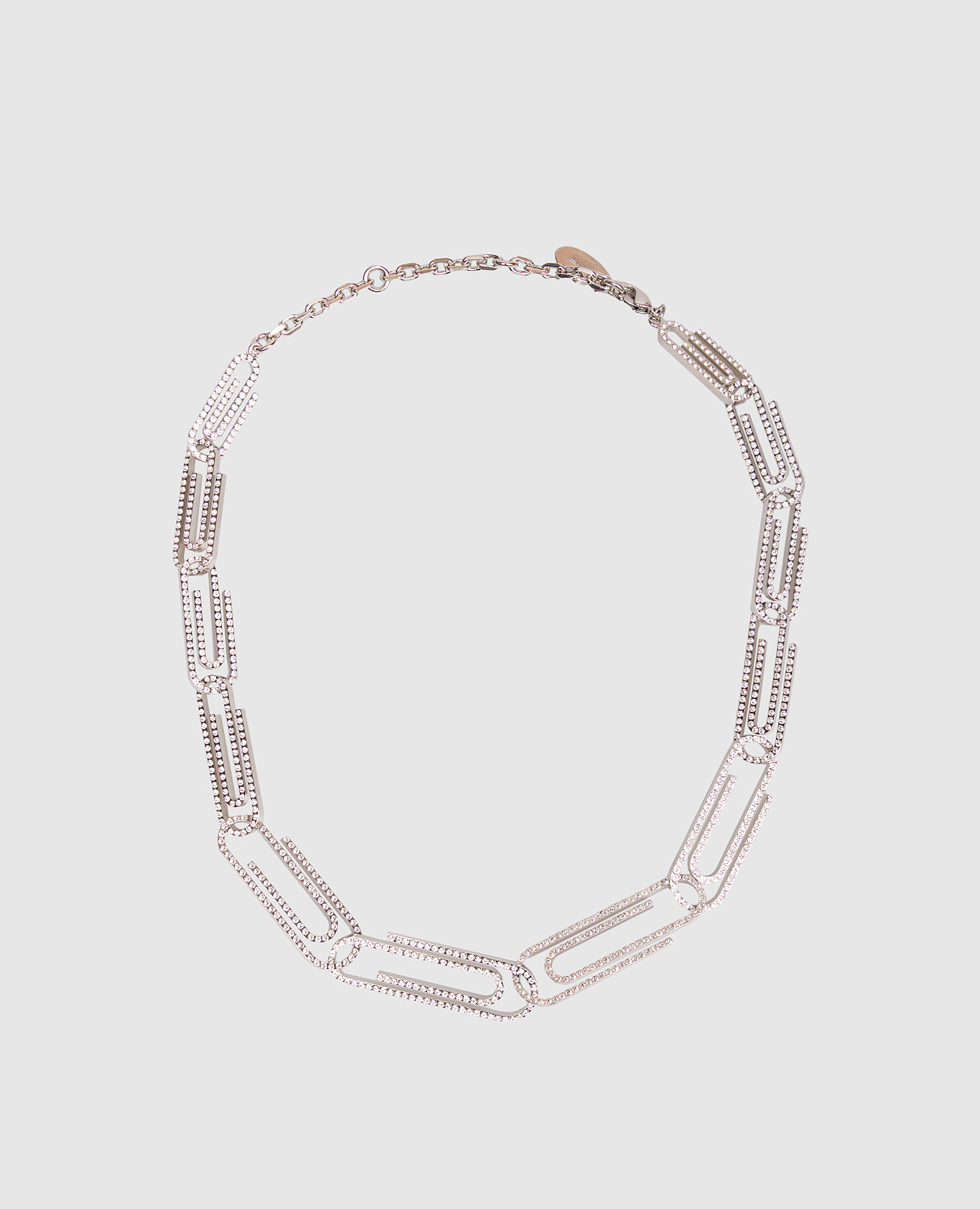 

Silver Paperclip Necklace with Crystals Off-White