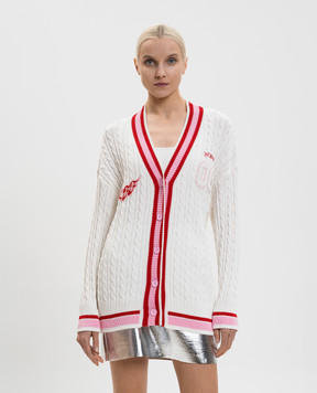 Off-White White College Patch Cable Cardigan 2HB04MS26KNI001