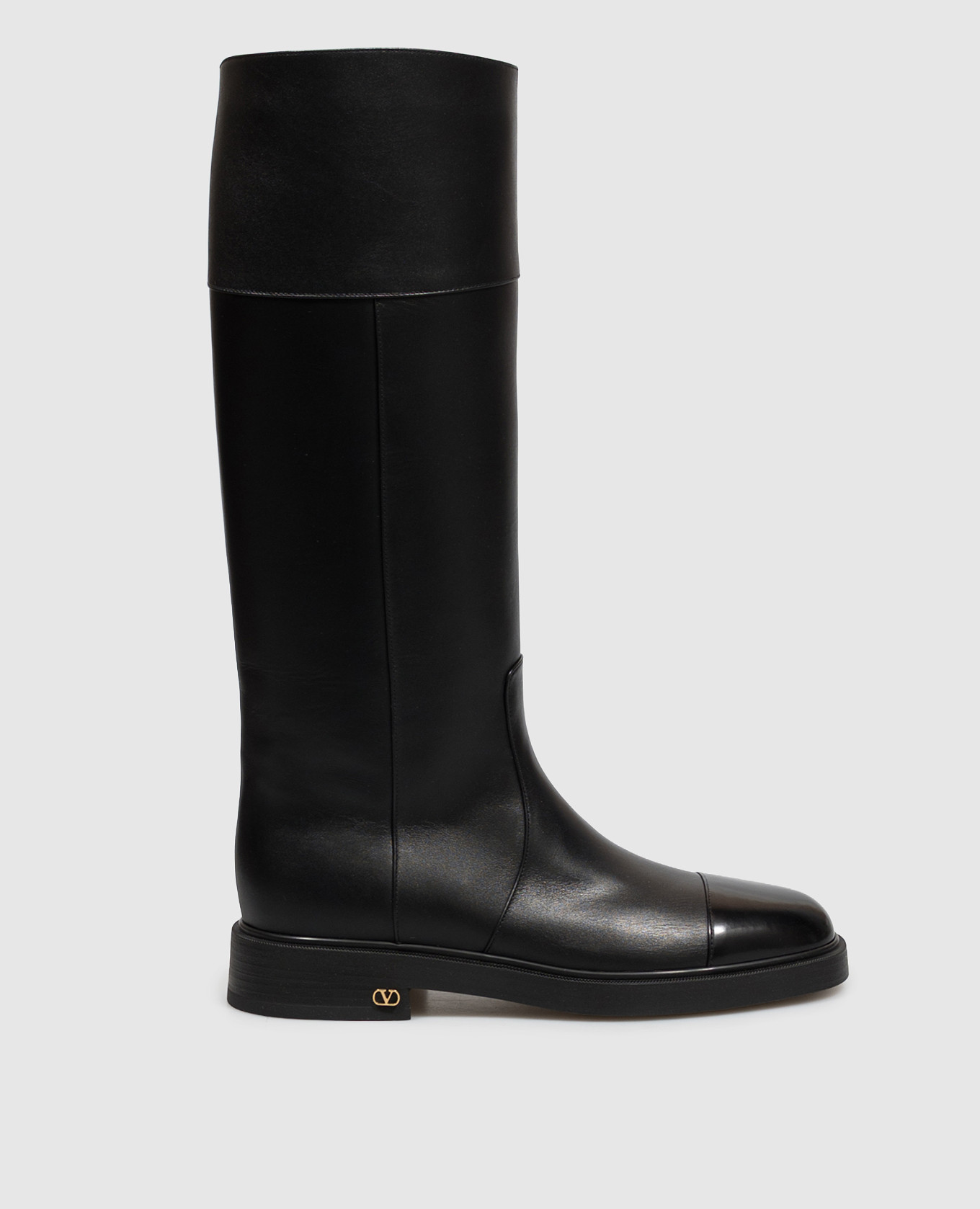 Black leather boots with emblem Valentino