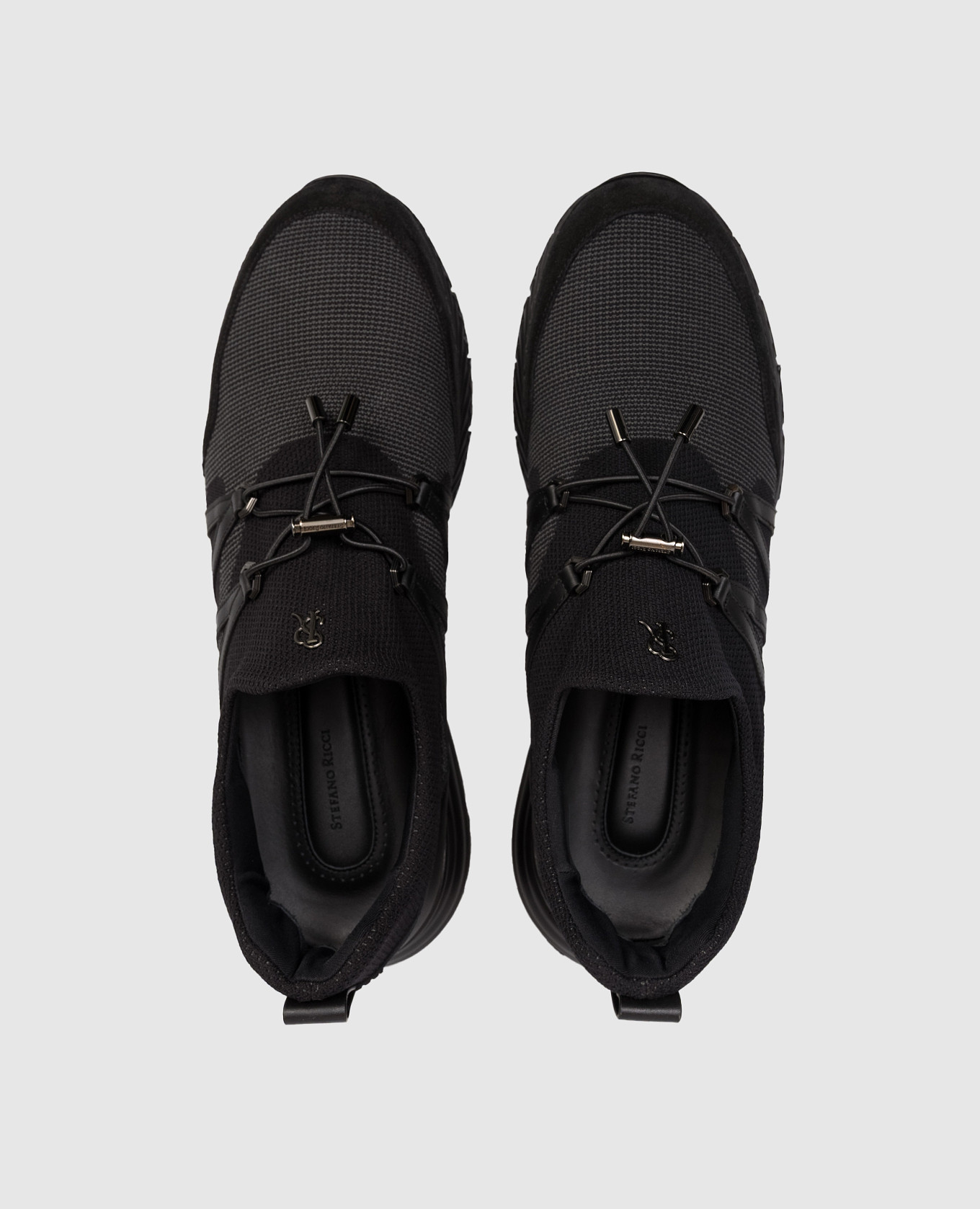 

Black combination sneakers with monogram logo Stefano Ricci