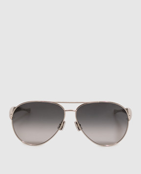 Bottega Veneta Silver Sardine Aviator Sunglasses 779517V4450