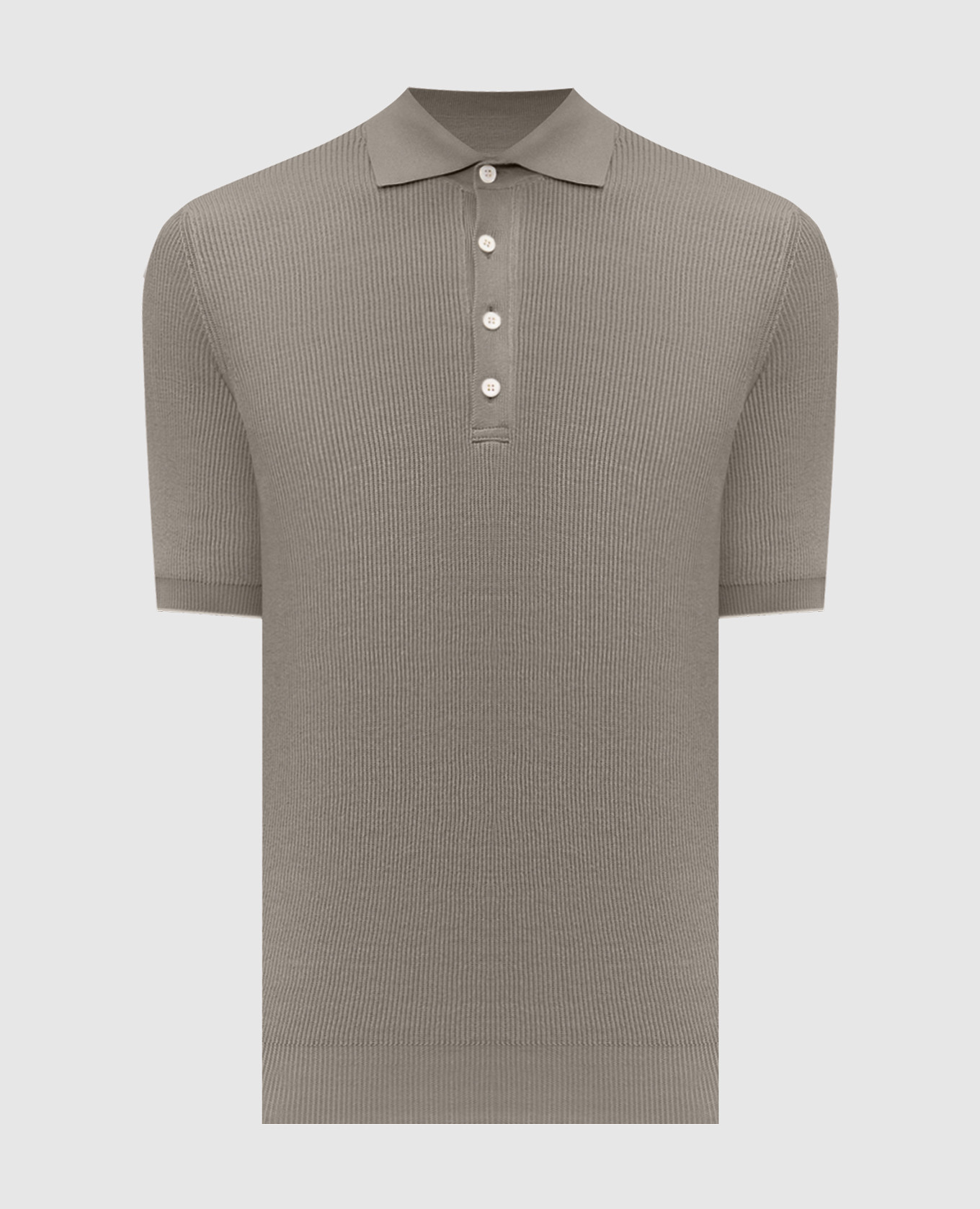 Khaki ribbed polo shirt