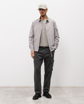 C.P. Company Grey pants with logo patch MPA135A005694G