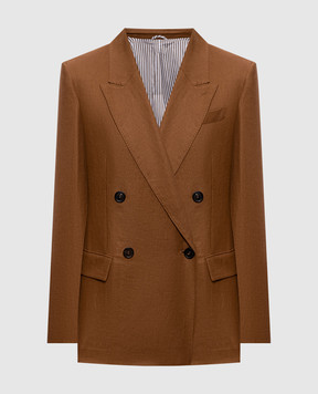 Brunello Cucinelli Brown linen jacket with chain MH5277317