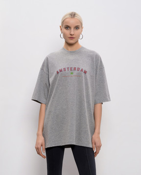 Vetements Grey melange printed T-shirt ME76TR252GXw