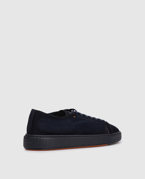 Santoni Blue suede sneakers with logo MBCD21571OCACAOL