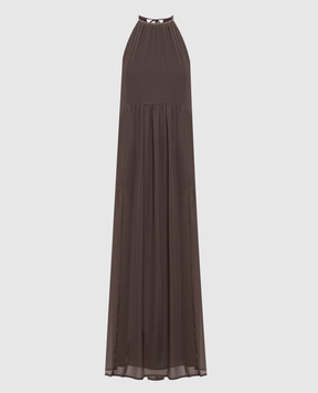Peserico Brown dress with monil chain A0205807309