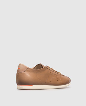 Santoni Brown leather sneakers with embossed logo WBYR61449TIRTFIY