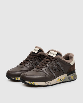 Premiata Brown leather Lander sneakers with fur LANDER8658M