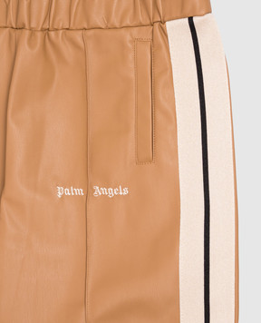 Palm Angels Children's beige pants with branded ribbon F6PAJBPA165