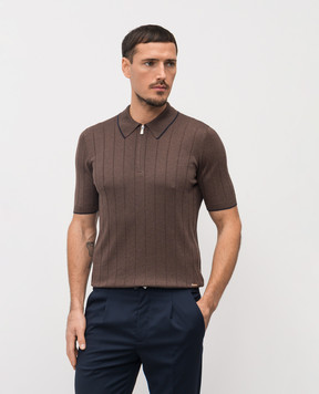 Enrico Mandelli Brown silk polo shirt 3K066A5675