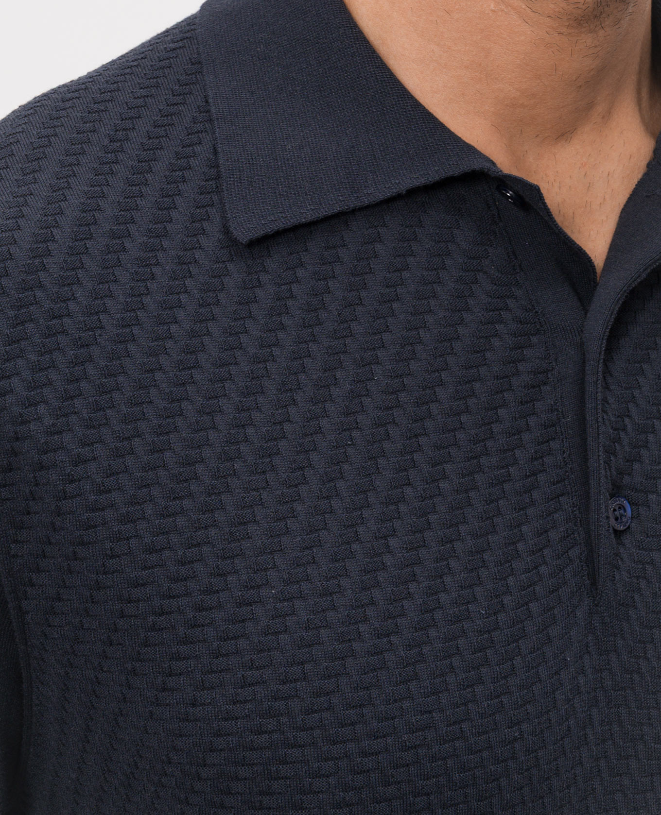Blue polo shirt with silk in woven pattern Canali 5