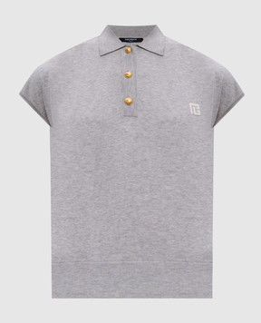 Balmain Gray polo with silk GF0GB035KJ53