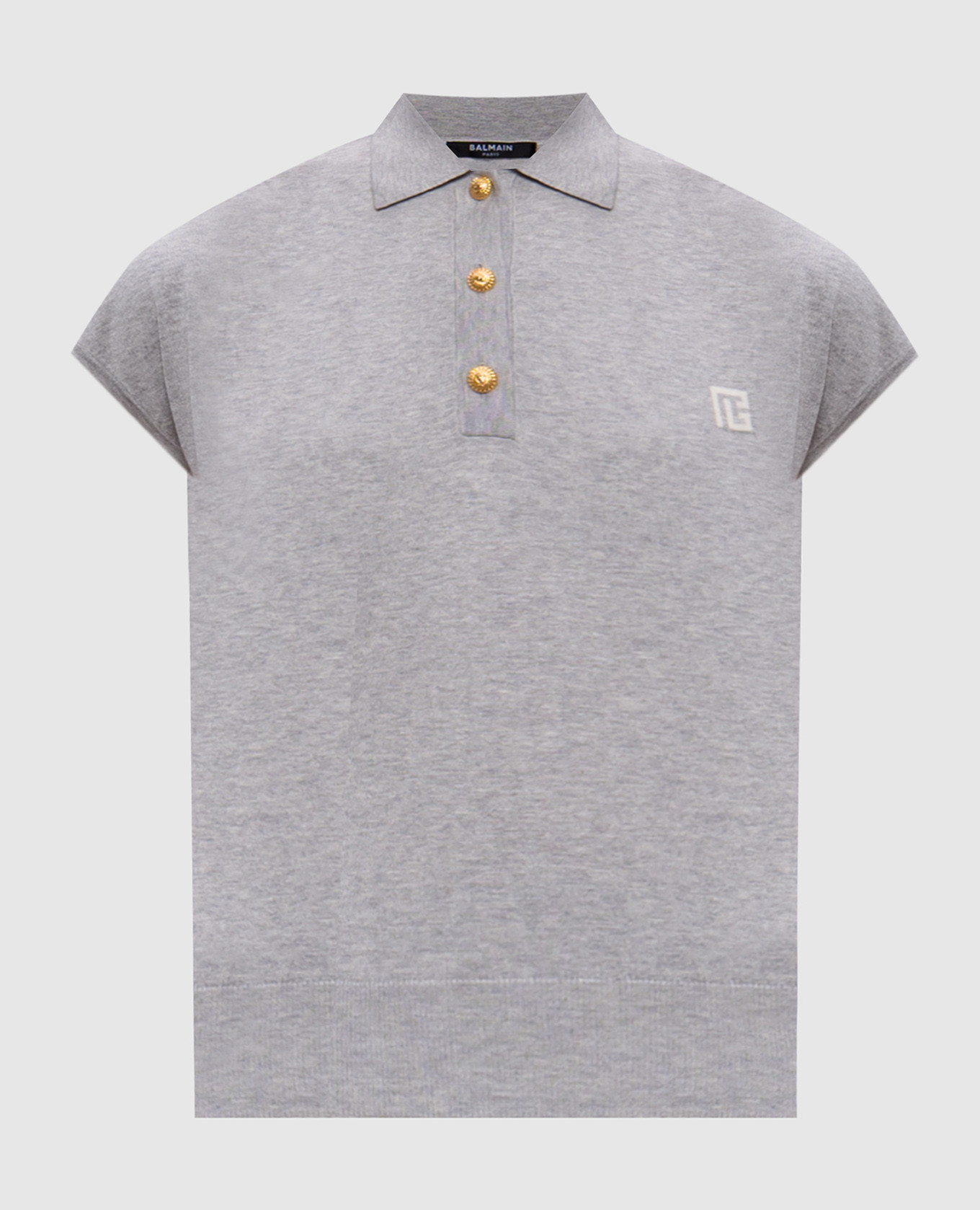 

Gray polo with silk Balmain, Grey