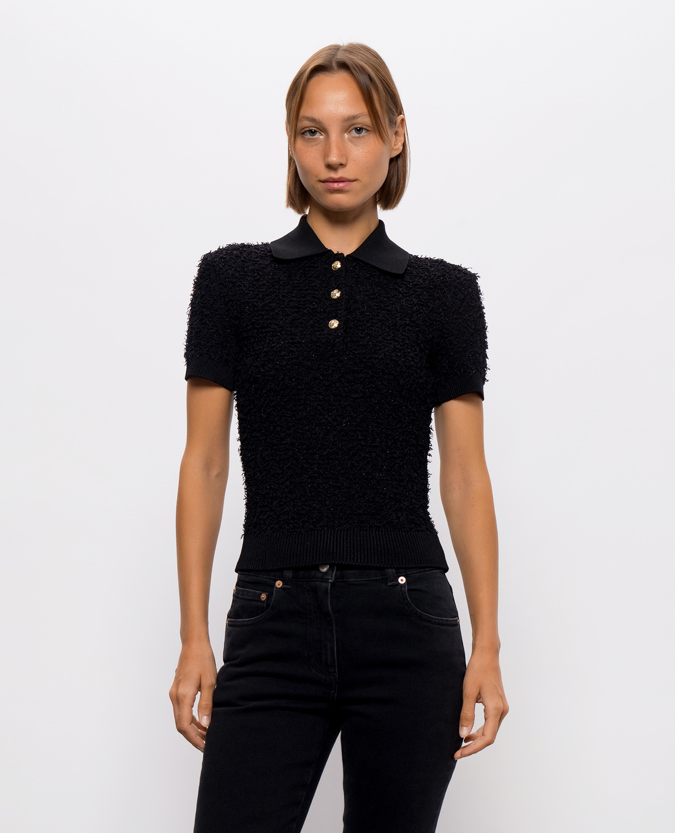 Black tweed polo Balmain 3