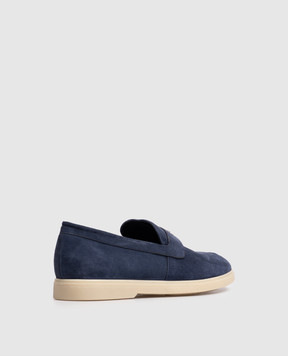 Stefano Ricci Blue suede loafers with textured logo UC62G2466SDP