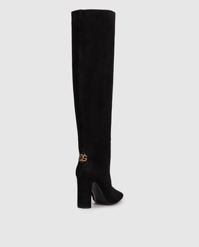 Dolce&Gabbana Black suede boots with logo CU1218A1275
