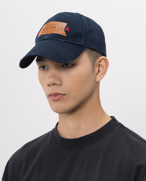 Balenciaga Blue cap with logo embroidery A001UK410B2