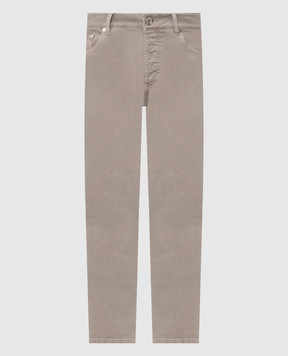 Brunello Cucinelli Grey jeans with logo patch M277PD3210