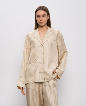 Toteme Beige silk blouse with embroidered monogram logo 213755707