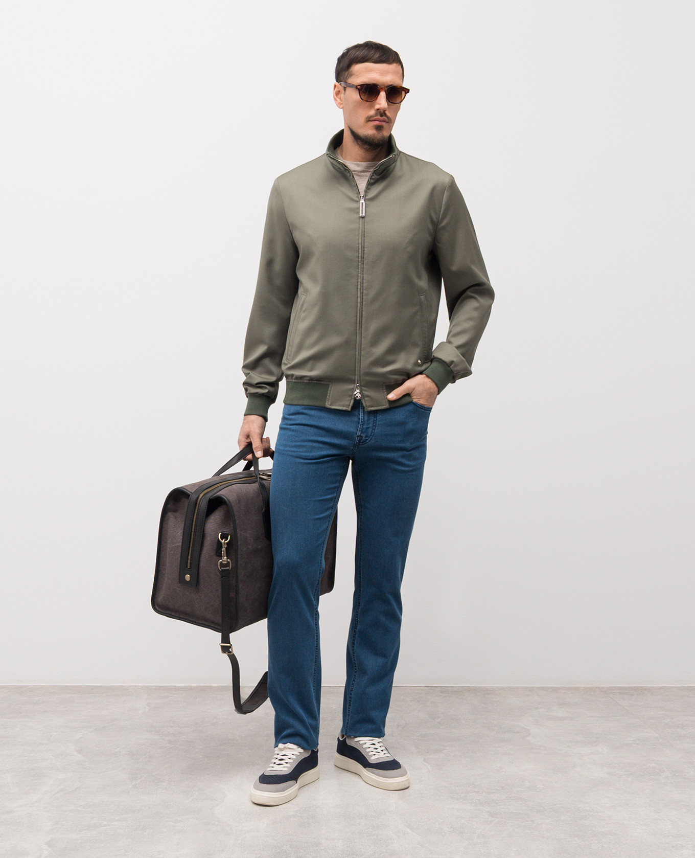 

Khaki wool jacket with logo Stefano Ricci